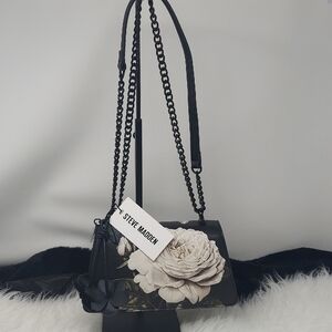 Steve Madden Black and White Floral Shoulder Bag